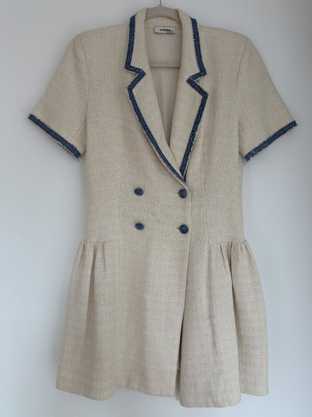 Sandro Seville Cotton Dress Size 38 – Structured Shoulders, Parisian Style - Picture 2 of 4